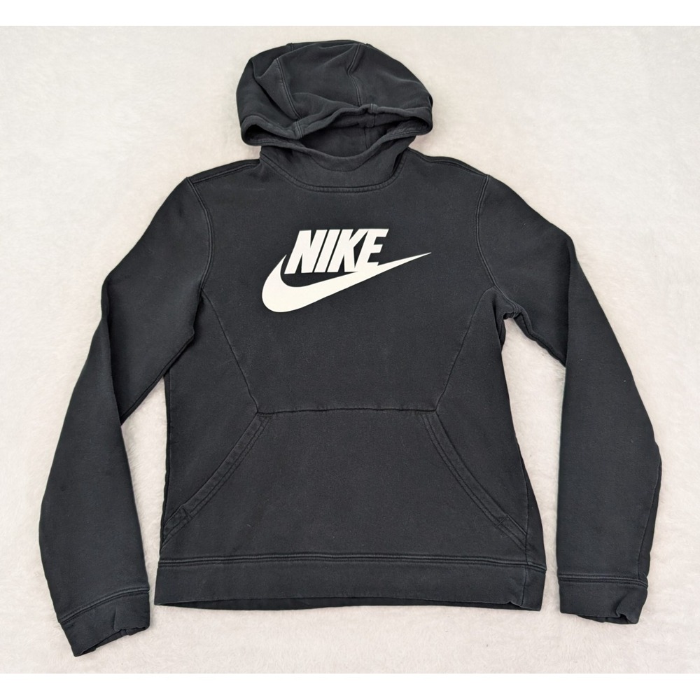 Nike Sportswear Hoodie Youth XL Black Club Fleece Pullover Thumbholes CV9336-010 - Picture 1 of 10